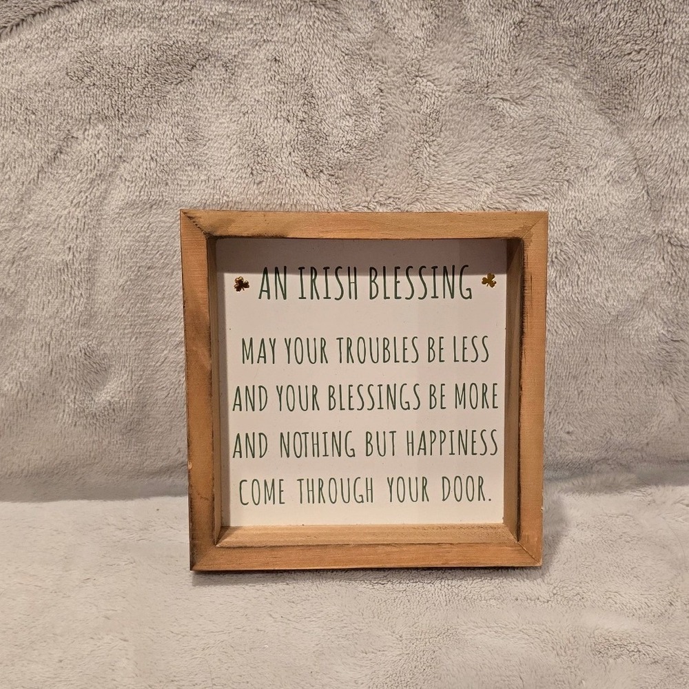 Rustic Wood Box Sign An Irish Blessing Wall Art Tabletop Decor 5x5